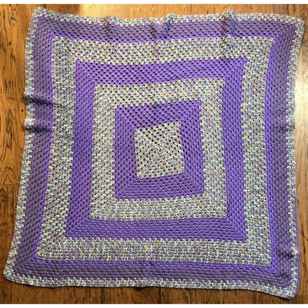 Handmade Crochet Granny Square Blanket‎ Small (abt 48